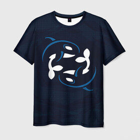 Мужская футболка 3D с принтом Косатки в Кировске, 100% полиэфир | прямой крой, круглый вырез горловины, длина до линии бедер | whale | кит | киты | косатка | косатки | море | пара