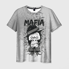 Мужская футболка 3D с принтом Mafia в Кировске, 100% полиэфир | прямой крой, круглый вырез горловины, длина до линии бедер | art | арт | графика | животные | звери | мафиози | мафия | обезьяна