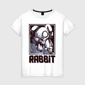 Женская футболка хлопок с принтом Rabbit в Кировске, 100% хлопок | прямой крой, круглый вырез горловины, длина до линии бедер, слегка спущенное плечо | арт | графика | животные | заяц | звери | кролик