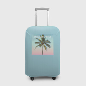 Чехол для чемодана 3D с принтом Летние ощущения в Кировске, 86% полиэфир, 14% спандекс | двустороннее нанесение принта, прорези для ручек и колес | голубая | лето | пальма | пляж | тропики