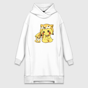 Платье-худи хлопок с принтом Пикачу с собачкой в Кировске,  |  | anime | picachu | pikachu | аниме | милый | пика | пикачу | покебол | покемон