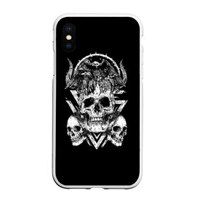 Чехол для iPhone XS Max матовый с принтом Черепа и Вороны | Skulls Raven в Кировске, Силикон | Область печати: задняя сторона чехла, без боковых панелей | skulls | xo | вороны | градиент | животные | кости | мозги | паттерн | полосы | природа | птицы | скелет | текстура | узор | хо | чб | черепа | черный