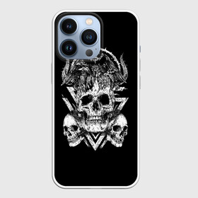 Чехол для iPhone 13 Pro с принтом Черепа и Вороны | Skulls Raven в Кировске,  |  | skulls | xo | вороны | градиент | животные | кости | мозги | паттерн | полосы | природа | птицы | скелет | текстура | узор | хо | чб | черепа | черный