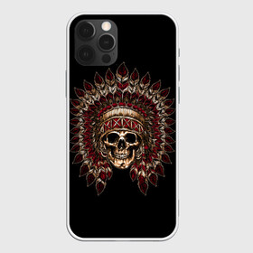 Чехол для iPhone 12 Pro Max с принтом Череп Индейца в Кировске, Силикон |  | skulls | xo | букет | градиент | животные | индеец | кости | мозги | паттерн | перья | полосы | природа | розы | скелет | текстура | узор | хо | цветы | черепа | черный | яркий