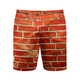 Мужские шорты спортивные с принтом Кирпичная стена в Кировске,  |  | bricks | wall | камень | кирпичи | стена
