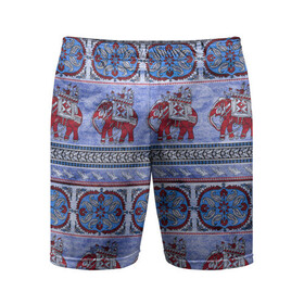 Мужские шорты спортивные с принтом Индийский Орнамент в Кировске,  |  | indian | ornament | индия | орнамент | слоны