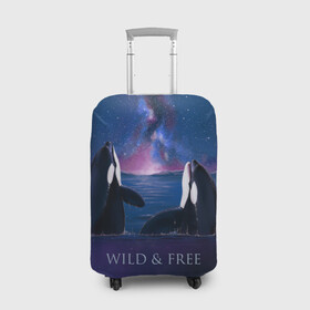 Чехол для чемодана 3D с принтом косатка в Кировске, 86% полиэфир, 14% спандекс | двустороннее нанесение принта, прорези для ручек и колес | Тематика изображения на принте: ocean | orca | sea | sea animal | дельфин | касатка | кит | море | океан | рисунок кита