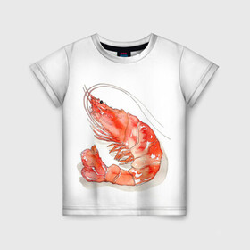 Детская футболка 3D с принтом креветка в Кировске, 100% гипоаллергенный полиэфир | прямой крой, круглый вырез горловины, длина до линии бедер, чуть спущенное плечо, ткань немного тянется | ocean | sea | sea animal | креветка | лобстер | море | океан | рак