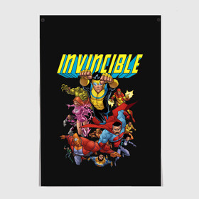 Постер с принтом Неуязвимый | Invincible в Кировске, 100% бумага
 | бумага, плотность 150 мг. Матовая, но за счет высокого коэффициента гладкости имеет небольшой блеск и дает на свету блики, но в отличии от глянцевой бумаги не покрыта лаком | Тематика изображения на принте: allen | atom | debbie | eve | girl | grayson | immortal | invincible | man | mark | monster | nolan | omni | атом | атомная | вильтрум | вильтрумит | воительница | грейсон | дебби | ева | костюм | марк | монстр | мэн | неуязвимый |