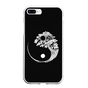 Чехол для iPhone 7Plus/8 Plus матовый с принтом Yin and Yang. Bonsai Tree в Кировске, Силикон | Область печати: задняя сторона чехла, без боковых панелей | black | bonsai | buddhism | dualism | esotericism | evil | good | japan | negative | philosophy | positive | tree | white | yang | yin | zen | белое | бонсай | буддизм | дерево | дзен | добро | древо | дуализм | зло | инь | негатив | позитив | философия |