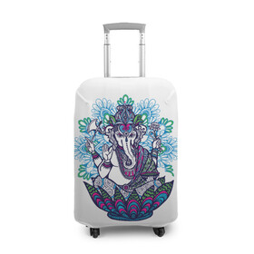 Чехол для чемодана 3D с принтом Будда слон в Кировске, 86% полиэфир, 14% спандекс | двустороннее нанесение принта, прорези для ручек и колес | будда | будды | буды | медитация | мир | радужные | руки | слон | слон будды | слоны | спокойствие | топор | туристам | хипи | хобот | хоппи | цветы