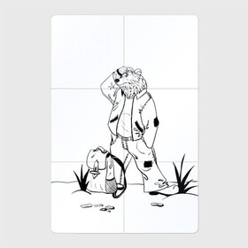 Магнитный плакат 2Х3 с принтом Мишка путешественник в Кировске, Полимерный материал с магнитным слоем | 6 деталей размером 9*9 см | animalistic | drawing | graphics | illustration | арт | иллюстрация | медведь | путешественник | путешествия | фантазия