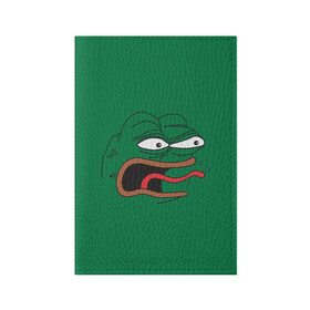 Обложка для паспорта матовая кожа с принтом Pepe skin в Кировске, натуральная матовая кожа | размер 19,3 х 13,7 см; прозрачные пластиковые крепления | kekw | mem | pepe | smile | smiles | twitch | мемы | пепе | рофлан | смайл | смайлы | твитч