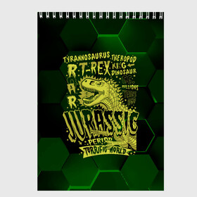 Скетчбук с принтом T-rex Jurassic Динозавр в Кировске, 100% бумага
 | 48 листов, плотность листов — 100 г/м2, плотность картонной обложки — 250 г/м2. Листы скреплены сверху удобной пружинной спиралью | dino | rex | roar | t rex | дино | динозавр | динозавры