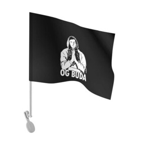 Флаг для автомобиля с принтом OG Buda в Кировске, 100% полиэстер | Размер: 30*21 см | og buda | rap | буда | григорий ляхов | музыка | ог буда | певец | русский рэп | рэп | рэпер