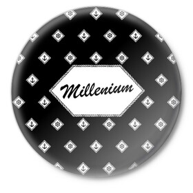 Значок с принтом Millenium в Кировске,  металл | круглая форма, металлическая застежка в виде булавки | boat | sailor | sea | капитан | лодка | морская | моряк | штурвал | якорь | яхта