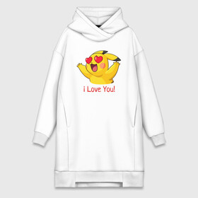 Платье-худи хлопок с принтом Пикачу i love you в Кировске,  |  | anime | picachu | pikachu | аниме | милый | пика | пикачу | покебол | покемон