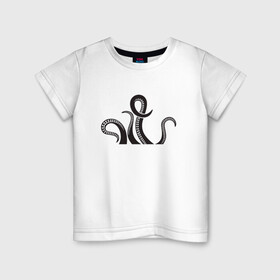 Детская футболка хлопок с принтом Щупальца осьминога в Кировске, 100% хлопок | круглый вырез горловины, полуприлегающий силуэт, длина до линии бедер | cute | octopus | милый | осьминог | осьминожка | тентакли | щупальца