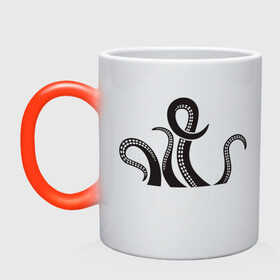 Кружка хамелеон с принтом Щупальца осьминога в Кировске, керамика | меняет цвет при нагревании, емкость 330 мл | cute | octopus | милый | осьминог | осьминожка | тентакли | щупальца