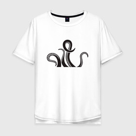 Мужская футболка хлопок Oversize с принтом Щупальца осьминога в Кировске, 100% хлопок | свободный крой, круглый ворот, “спинка” длиннее передней части | Тематика изображения на принте: cute | octopus | милый | осьминог | осьминожка | тентакли | щупальца