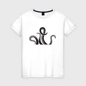 Женская футболка хлопок с принтом Щупальца осьминога в Кировске, 100% хлопок | прямой крой, круглый вырез горловины, длина до линии бедер, слегка спущенное плечо | cute | octopus | милый | осьминог | осьминожка | тентакли | щупальца