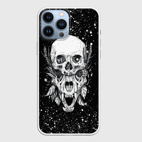 Чехол для iPhone 13 Pro Max с принтом Череп Зверь и Брызги в Кировске,  |  | beast | flowers | head | skulls | vampire | брызги | букет | вампир | голова | животные | зверь | зубы | кости | краска | листья | мозги | паттерн | полосы | природа | скелет | текстура | точки | узор | флора | хо | цветы | чб