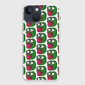 Чехол для iPhone 13 mini с принтом Poggers Pattern в Кировске,  |  | Тематика изображения на принте: kekw | mem | pepe | pog | pogchamp | poggers | smile | smiles | twitch | мемы | пепе | рофлан | смайл | смайлы | твитч