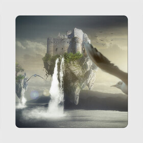 Магнит виниловый Квадрат с принтом Парящий замак в Кировске, полимерный материал с магнитным слоем | размер 9*9 см, закругленные углы | вода | водопад | водопады | горы | закат | замки | замок | замок 2 | замок ваз | замок ваза | замок зажигания | замок лет | камни | лета замок | море | на воде | озеро | парящий замок | птица | птицы | суша