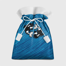 Подарочный 3D мешок с принтом Две косатки в Кировске, 100% полиэстер | Размер: 29*39 см | Тематика изображения на принте: whale | кит | косатка | косатки | на синем | с косатками
