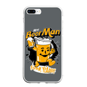 Чехол для iPhone 7Plus/8 Plus матовый с принтом BEER MAN в Кировске, Силикон | Область печати: задняя сторона чехла, без боковых панелей | alcochol | beer | comics | drink | man | комикс | напитки | пенное | прикол | рисунок | шутка