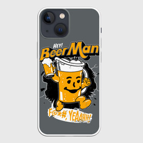 Чехол для iPhone 13 mini с принтом BEER MAN в Кировске,  |  | alcochol | beer | comics | drink | man | комикс | напитки | пенное | прикол | рисунок | шутка