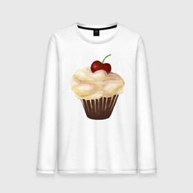 Мужской лонгслив хлопок с принтом Cupcake with cherry art в Кировске, 100% хлопок |  | art | cherry | cooking | cupcake | vypichka | yummy | арт | вишня | вкусняшка | выпичка | кекс | кулинария