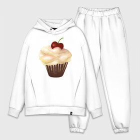 Мужской костюм хлопок OVERSIZE с принтом Cupcake with cherry art в Кировске,  |  | art | cherry | cooking | cupcake | vypichka | yummy | арт | вишня | вкусняшка | выпичка | кекс | кулинария