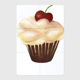 Магнитный плакат 2Х3 с принтом Cupcake with cherry art в Кировске, Полимерный материал с магнитным слоем | 6 деталей размером 9*9 см | art | cherry | cooking | cupcake | vypichka | yummy | арт | вишня | вкусняшка | выпичка | кекс | кулинария