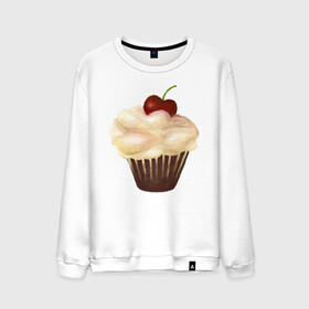 Мужской свитшот хлопок с принтом Cupcake with cherry art в Кировске, 100% хлопок |  | art | cherry | cooking | cupcake | vypichka | yummy | арт | вишня | вкусняшка | выпичка | кекс | кулинария