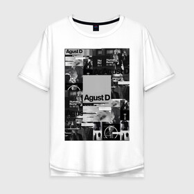 Мужская футболка хлопок Oversize с принтом Agust D в Кировске, 100% хлопок | свободный крой, круглый ворот, “спинка” длиннее передней части | agust | bts | d | k pop | suga | агуст | бтс | ди | к поп | кей поп | шуга