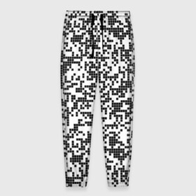 Мужские брюки 3D с принтом Пиксельный Узор в Кировске, 100% полиэстер | манжеты по низу, эластичный пояс регулируется шнурком, по бокам два кармана без застежек, внутренняя часть кармана из мелкой сетки | blackwhite | pixels | пиксели | узор | чернобелый
