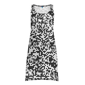 Платье-майка 3D с принтом Пиксельный Узор в Кировске, 100% полиэстер | полуприлегающий силуэт, широкие бретели, круглый вырез горловины, удлиненный подол сзади. | blackwhite | pixels | пиксели | узор | чернобелый