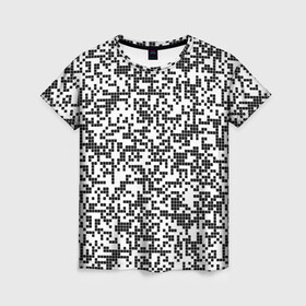 Женская футболка 3D с принтом Пиксельный Узор в Кировске, 100% полиэфир ( синтетическое хлопкоподобное полотно) | прямой крой, круглый вырез горловины, длина до линии бедер | blackwhite | pixels | пиксели | узор | чернобелый