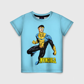 Детская футболка 3D с принтом Invincible Неуязвимый в Кировске, 100% гипоаллергенный полиэфир | прямой крой, круглый вырез горловины, длина до линии бедер, чуть спущенное плечо, ткань немного тянется | boy | cartoon | damien darkblood | hero | invincible | superhero | герой | марк грейсон | мультик | мультсериал | непобедимый | неуязвимый | персонаж | супергерой