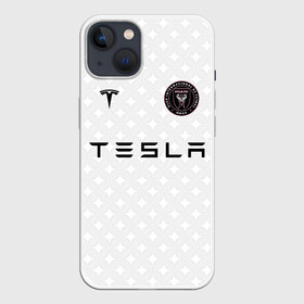 Чехол для iPhone 13 с принтом INTER MIAMI FC TESLA KIT в Кировске,  |  | Тематика изображения на принте: championship | fc | football | footer | inter miami | soccer | socker | sport | европейская лига | майами | одежда | спорт | спортивный | униформа | футбол | футбольный клуб | чемпионат