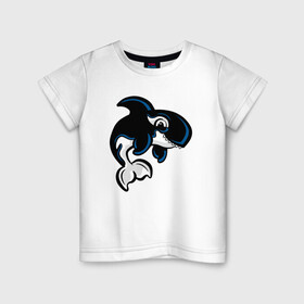 Детская футболка хлопок с принтом Косатка в Кировске, 100% хлопок | круглый вырез горловины, полуприлегающий силуэт, длина до линии бедер | Тематика изображения на принте: whale | кит | косатка | косатки
