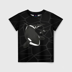 Детская футболка 3D с принтом Косатки в Кировске, 100% гипоаллергенный полиэфир | прямой крой, круглый вырез горловины, длина до линии бедер, чуть спущенное плечо, ткань немного тянется | Тематика изображения на принте: whale | кит | косатка | косатки | морские