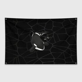 Флаг-баннер с принтом Косатки в Кировске, 100% полиэстер | размер 67 х 109 см, плотность ткани — 95 г/м2; по краям флага есть четыре люверса для крепления | whale | кит | косатка | косатки | морские