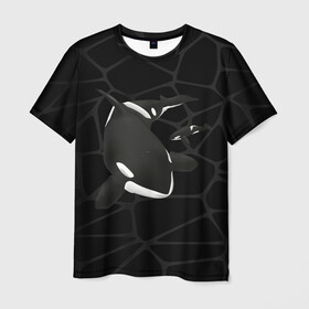 Мужская футболка 3D с принтом Косатки в Кировске, 100% полиэфир | прямой крой, круглый вырез горловины, длина до линии бедер | whale | кит | косатка | косатки | морские