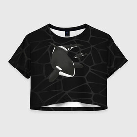 Женская футболка Crop-top 3D с принтом Косатки в Кировске, 100% полиэстер | круглая горловина, длина футболки до линии талии, рукава с отворотами | whale | кит | косатка | косатки | морские