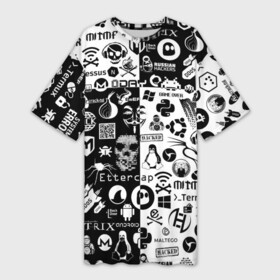 Платье-футболка 3D с принтом Hacker Logo Шахматы в Кировске,  |  | black | darknet | ddos | game | hack | hacker | hax | watch dogs | white | атака | белое | взлом | код | кто я | программист | хакер | хакинг | черное