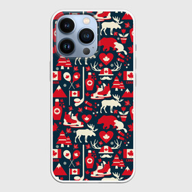 Чехол для iPhone 13 Pro с принтом Канада в Кировске,  |  | bear | beaver | canada | country | elk | flag | heart | hockey | hockey stick | maple leaf | puck | skates | symbols | trees | бобр | горы | елки | канада | кленовый лист | клюшка | коньки | лось | медведь | рога | сердце | символика | страна | флаг | хок