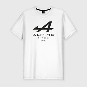 Мужская футболка хлопок Slim с принтом Alpine F1 team в Кировске, 92% хлопок, 8% лайкра | приталенный силуэт, круглый вырез ворота, длина до линии бедра, короткий рукав | Тематика изображения на принте: alpine | f1 | renault | team | рено | ф1 | фернандо алонсо | формула 1