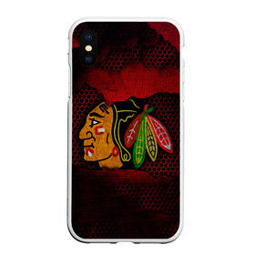 Чехол для iPhone XS Max матовый с принтом CHICAGO NHL в Кировске, Силикон | Область печати: задняя сторона чехла, без боковых панелей | blackhawks | chicago | iron | logo | nhl | red | sport | usa | блэкхоукс | железо | логотип | нхл | сетка | спорт | сша | хоккей | чикаго